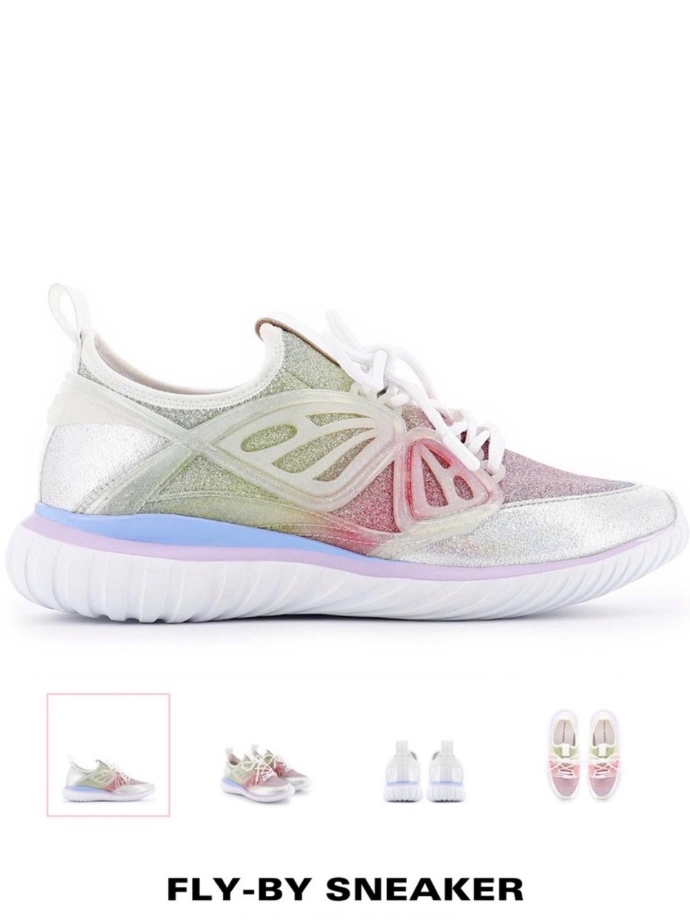 Sophia Webster Women’s Fly By Sneaker Silver and Pastel Size 38